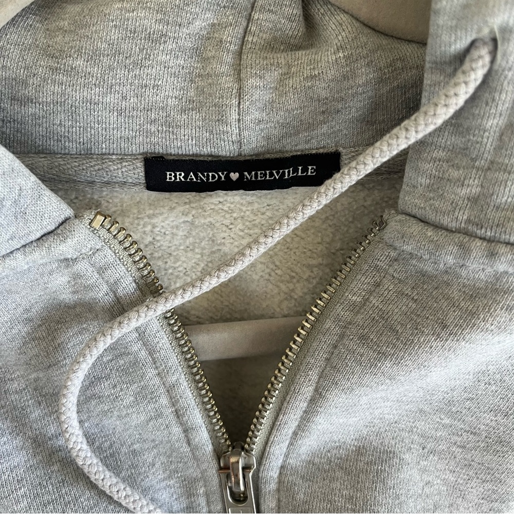 Brandy Melville Light Gray Zip up Hoodie